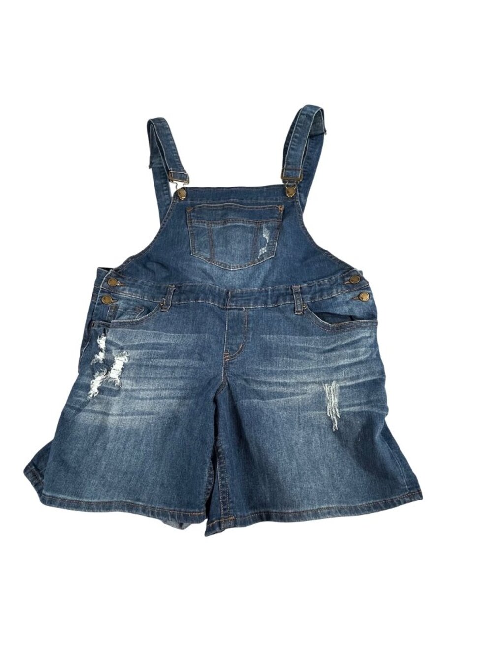 Lane Bryant Jean Short Overalls Sz 16 Denim Shortalls Distressed Adjustable